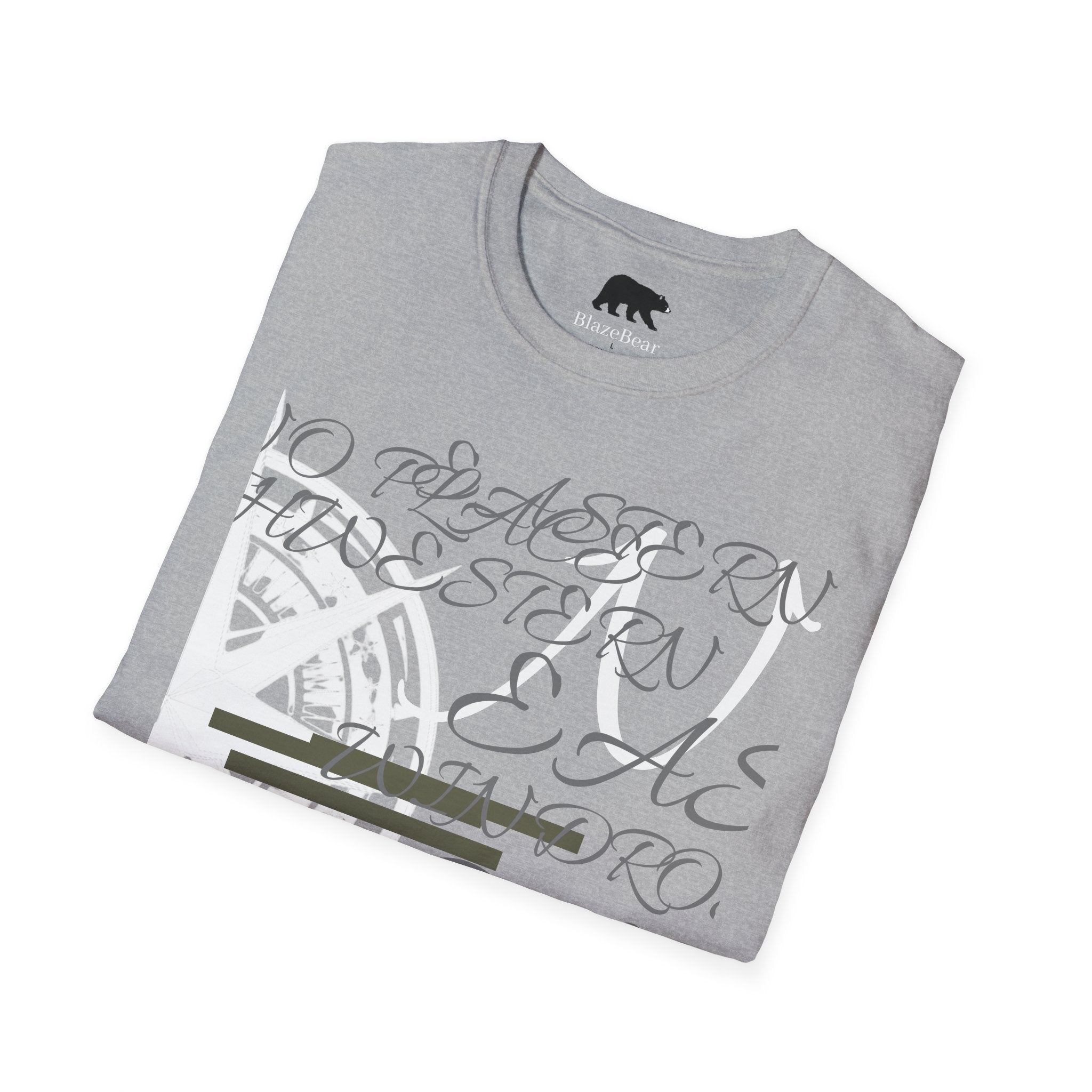 Compass Script T‑Shirt — Nautical Compass & Calligraphy Graphic