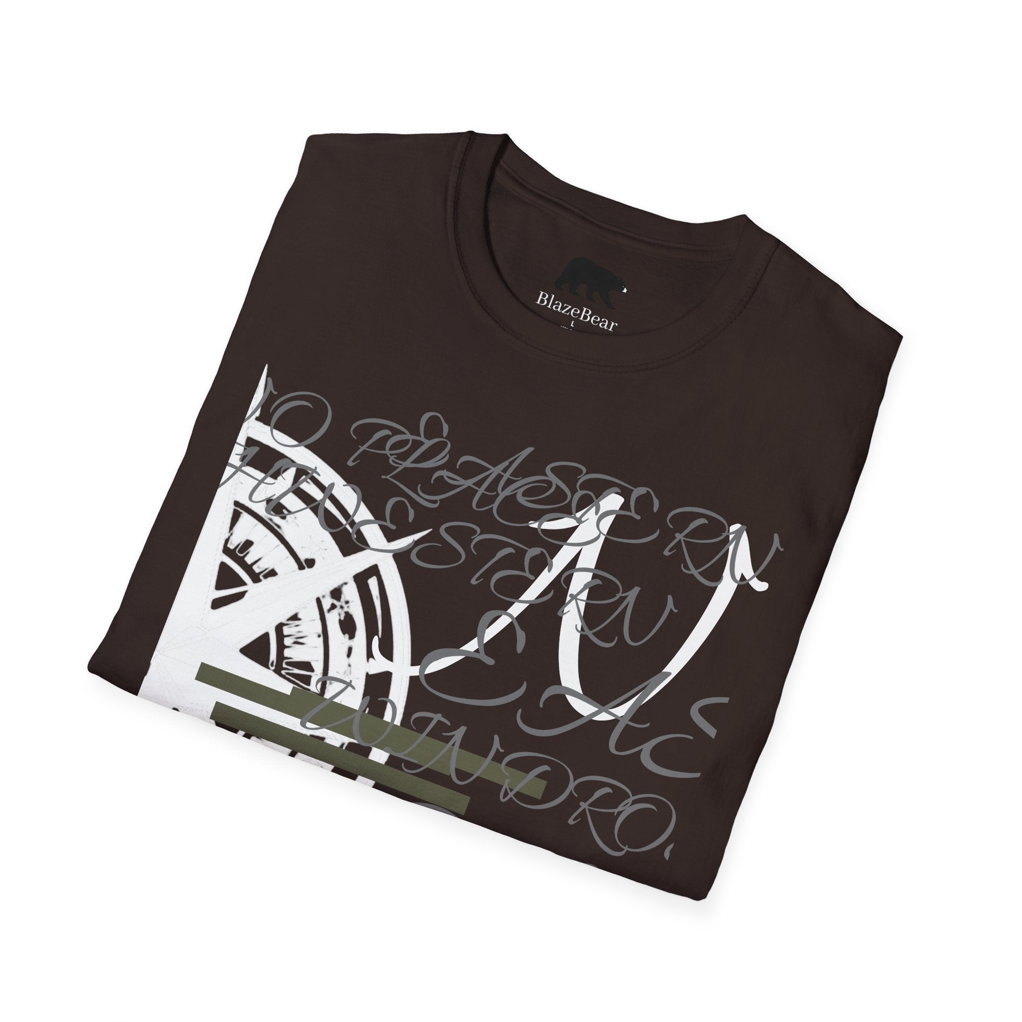 Compass Script T‑Shirt — Nautical Compass & Calligraphy Graphic