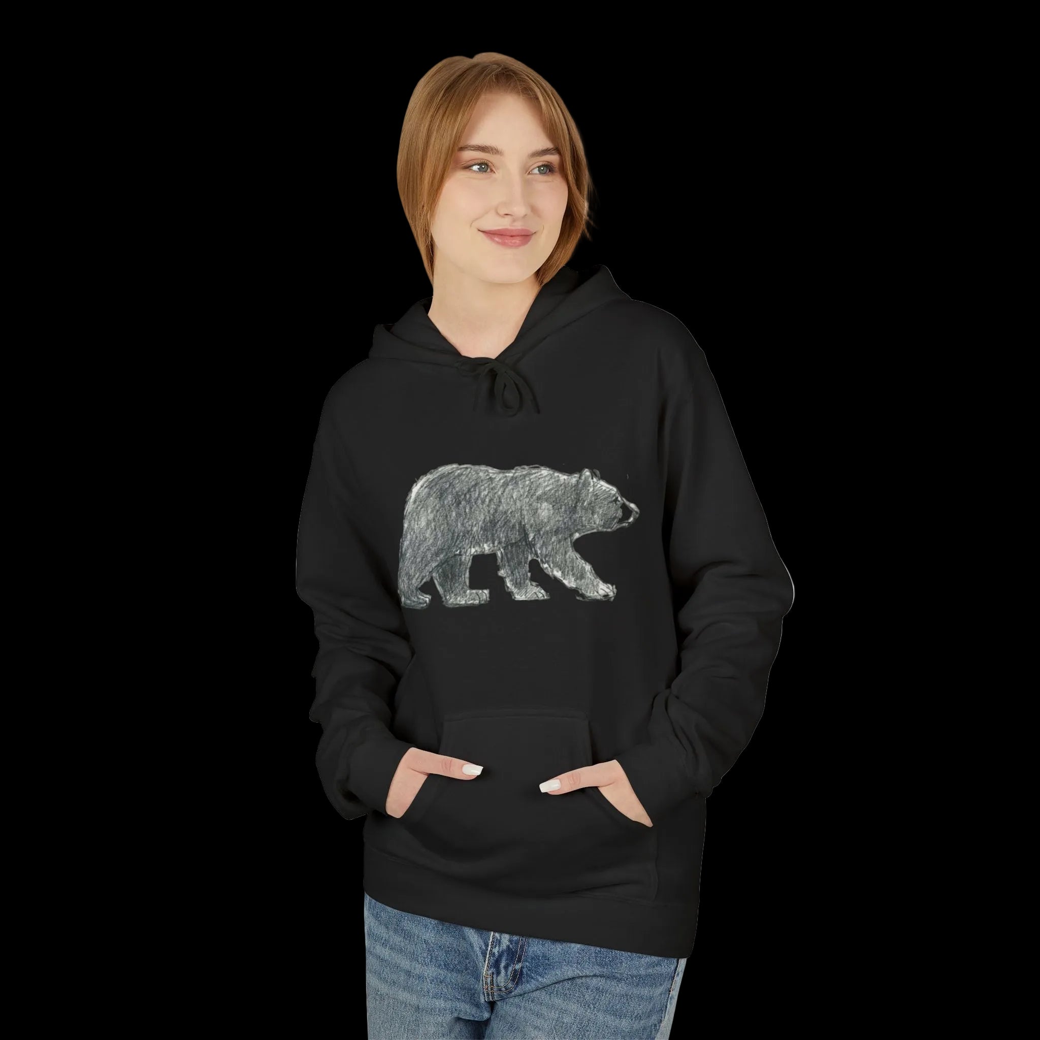 Bear Graphic Hoodie — “Be the one who NEVER gave up” Inspirational Black Fleece Hoodie