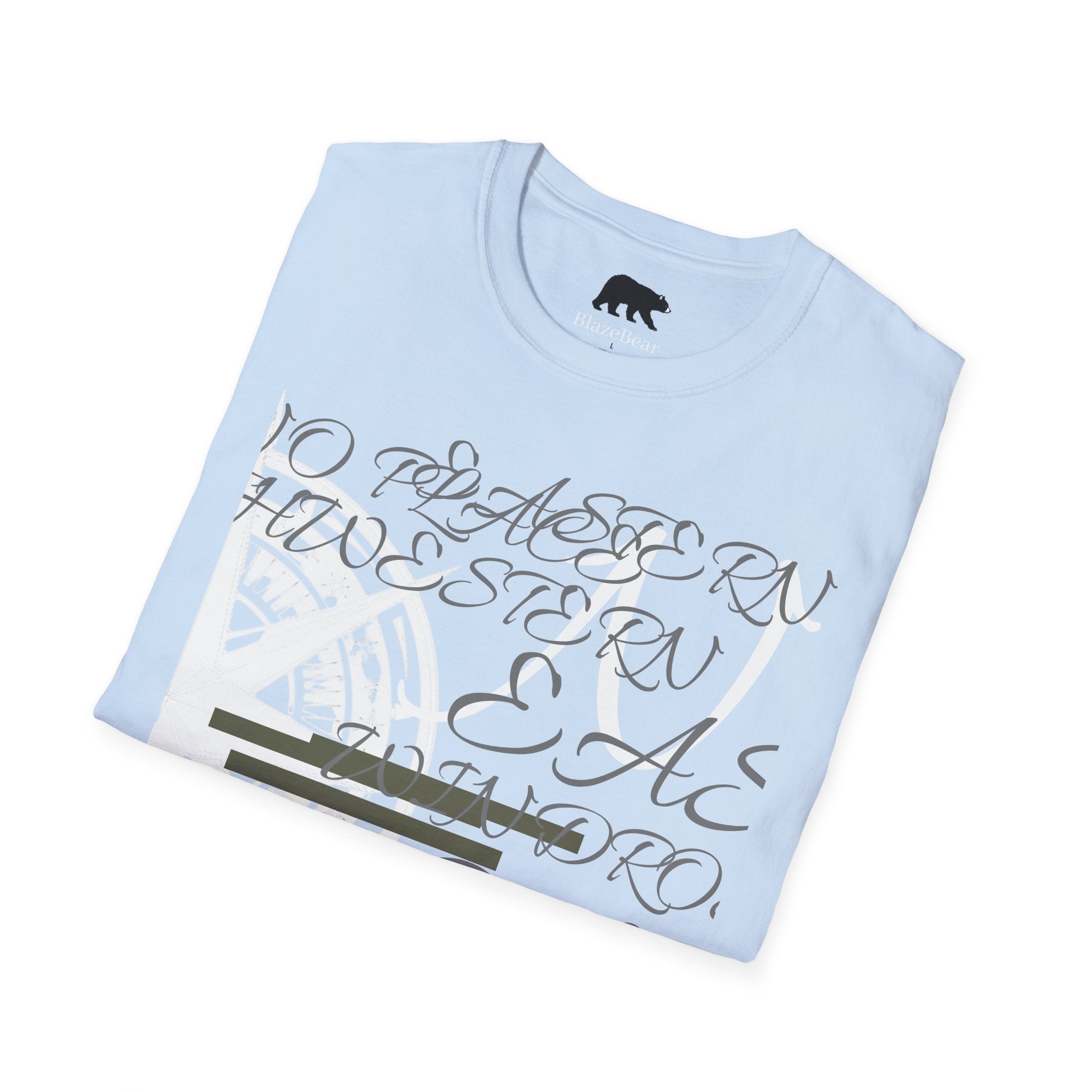 Compass Script T‑Shirt — Nautical Compass & Calligraphy Graphic